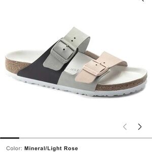 Birkenstock Arizona Two-Tone Sandals in Black & Cream